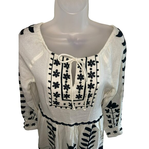 Roja Boho Chic Off-Shoulder Wool Dress With Black Embroidery Long Sleeves Size S - Picture 4 of 12